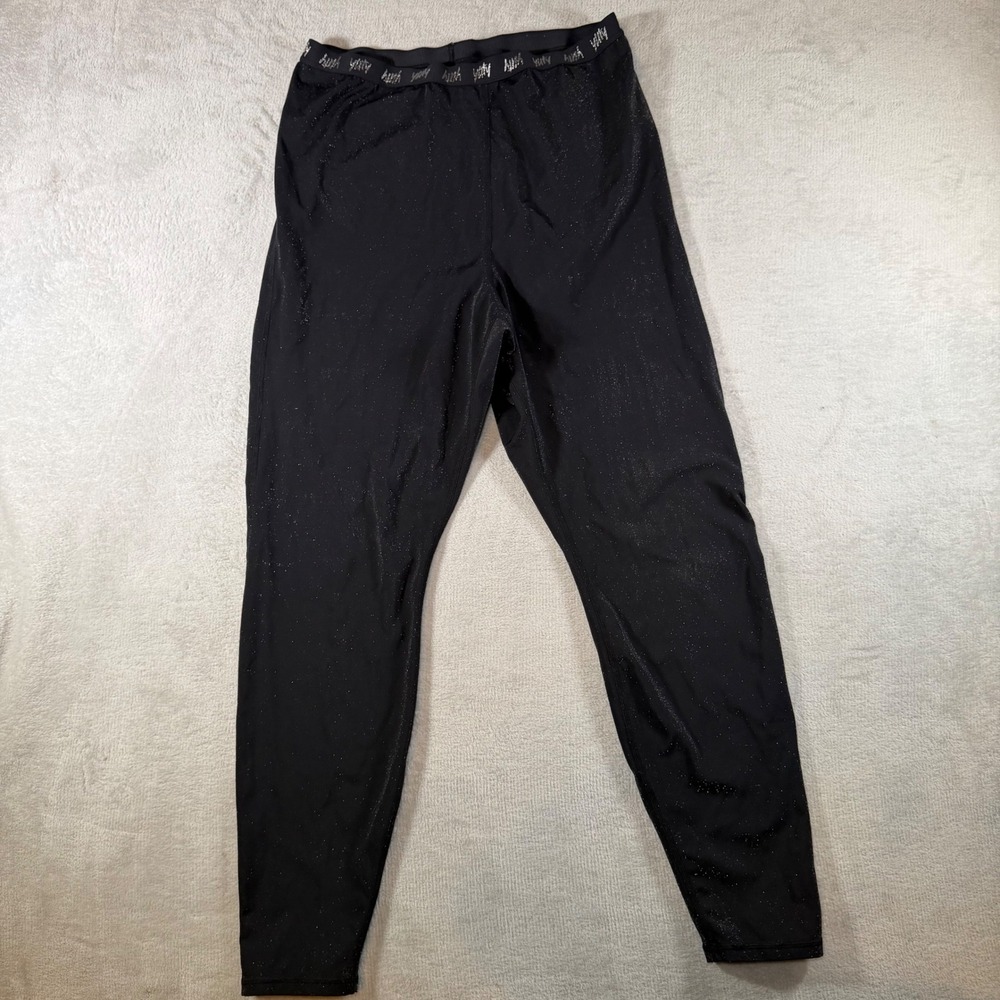 Yitty Lizzo Black Silver Shimmer Ruched Scrunched Butt Leggings 1X Activewear